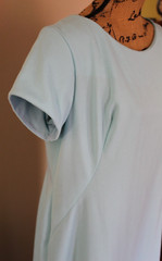Vintage 1970s Light Blue Polyester Short Sleeve Maxi Shift Dress Women’s L/XL