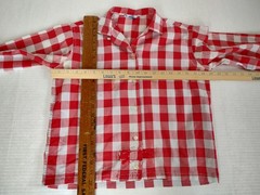 Vtg 50s/60s Shirt Womens Sz Sm Red White Check Loop Collar Distressed Rockabilly