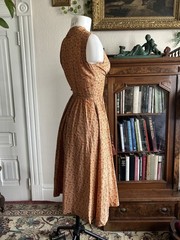 Vintage 1950s Orange Floral Sundress Sleeveless Wrap Summer Light Day Dress XS S