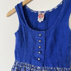 Vtg Original Lanz of Salzberg Wien Innsbruck Austria novelty dress blue SZ 9/10