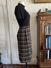 Vintage 1960s Mod Dress Set 2 Piece Jacket & Midi Dress Knit Preppy Mock Neck S