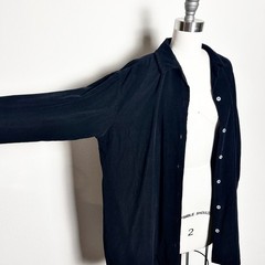 VTG Care Wear Black Corduroy 100% Cotton Oversized Button Shirt Dress Shacket