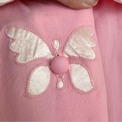 Vintage Komar Pink Butterfly Accent Robe Small Satin Trim Peter Pan Collar 1960s