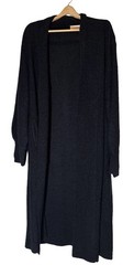 Women’s Vintage Long Black Open Front Sweater Cardigan Duster