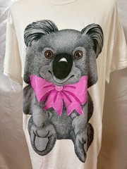 Vintage 1980s 1990s Koala Pink Ribbon Graphic T shirt White USA Kawaii Cute
