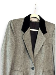 Vintage Evan Picone Houndtooth Blazer Jacket with Velvet Collar ILGWU Union Tag