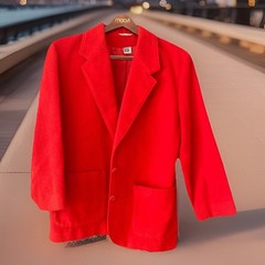 Vintage Red B.E.Blazer~wool Blend. Made In Poland.