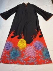 David Brown California Long Floral Patio House Dress Gown Size L Vintage 70s