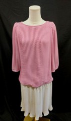 80s Vintage Dress Lizzy & Johnny Lucero Crystal Pleat Drop Waist Pink White 5/6
