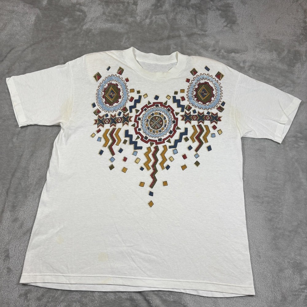 Vintage Aztec Shirt Womens Large Tribal Southwest Retro 80s 90s Native American