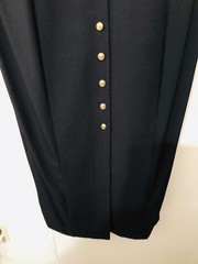 Vintage S.L. Fashions Dress sz 14 Black Gold Embossed With Gold Tone Buttons