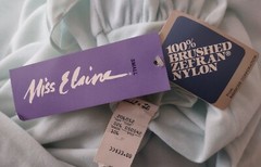 Vintage 60’s Miss Elaine Light Aqua Brushed Nylon Deadstock NOS Long Nightgown S