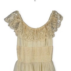 VTG JOY STEVENS California LAYERED w/LACE Ivory COTTAGECORE Wedding Dress 9/10