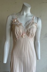 1940s Artemis Ballet Pink Bias Cut Nightgown Slip Dress w/ Tulle & Ribbon Work