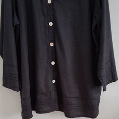 David Dart Vintage Button Front V Neck Blouse With Pintuct Detail At Hem& Cuff