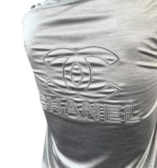 CHANEL Vintage P43484 Big CC Logo Zip Hoodie Jacket #42 Silver Black 901958
