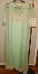 VTG TOSCA LINGERIE OF CALIFORNIA PEIGNOIR SHEER CHIFFON NIGHTGOWN & ROBE LACE M