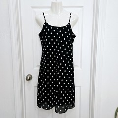 DBY Ltd Black Polka Dot Slip Dress Vintage 90’s Y2K Grunge Rock Size 9/10