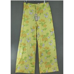 Dalton Wide Leg Pants Womens 14 Yellow Floral Retro 70s Polyester NEW