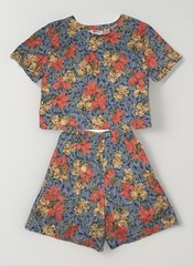 Vintage Luau Nani Of Hawaii Floral Pant Top Set Lounge Wear Blue Tropical 1970 S
