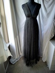 The Vintage Shop Black Gold Mesh Maxi Dress Size M Regular Fit Chest 16 in