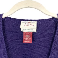 Vintage Susan Bristol wool hand embroidered cardigan sweater Size L grandmacore