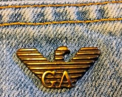 VTG 90’s “Armani Jeans” Blue High Rise Tapered Leg Eagle Logo Designer Jeans 30