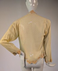 EDWARDIAN SWISS DOT MUSLIN JACKET W BEAUTIFUL FLORAL EMBROIDERED EDGES