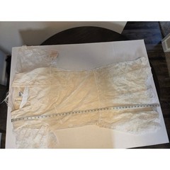 Vintage Gilberti Cream Floral Lace Drop Waist Dress Short Sleeve USA Made B4