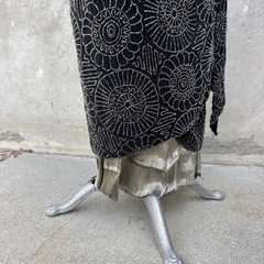 Antique 1920s Completely Beaded Flower Gown Silver Lamé Full Length Dress VTG