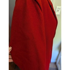Vintage Shari Love Red Wool Blend Double Breasted Coat Classic Pocket Winter