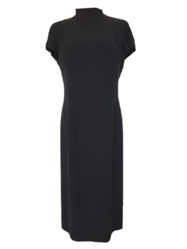 Junko Shimada Paris Classiic Black Short Sleeves High Neck Long Dress Size 42