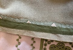 Vintage Classic 60s A-line green cream Embroidered linen? sleeveless dress Small