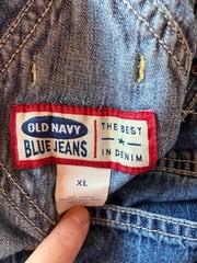 VINTAGE~OLD NAVY ~Carpenter Blue Cotton Denim Bib Overalls~Wide Leg~FARM CORE~XL