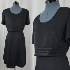 Vintage Byer Studio Black Sheath Dress w Attached Cropped Top & Tie Back Size 8