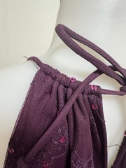 VTG Masquerade Plum Purple Gown Sequin Embroidered Halter Dress Prom Formal 9/10