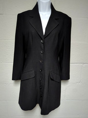 Vintage Bebe Black Crepe Coat Dress Size 4 Professional 90s Y2K Corpcore