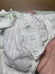 Pale Green Polyester Nylon Silky Panty Vtg Sheer Hi Cut White Lace Briefs Sz.6/M