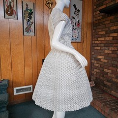 Vintage 50s L’Aiglon Polka Dot Circle Skirt Shirtwaist Rockabilly Day Dress S/M