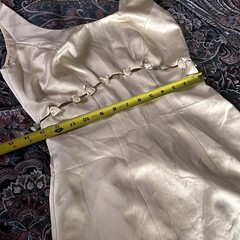 Cache 90s Rare Champagne Waist Cutout Roses Vintage Satin Mini Dress Sleeveless