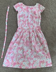 VINTAGE CAROL BRENT/PARTY/MID CENTURY PINK FLORAL DAY DRESS-W/Belt-30″ Chest