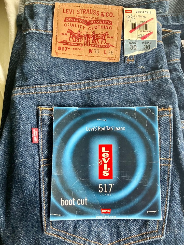 90’s? New Levi’s 517 Bootcut Red Tab Jeans 30-36 Denim Unisex Reg Wash NWT