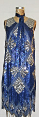 Vintage Blue Silk & Beads & Sequin Flapper Dress Saks Fifth Ave Chanson D’ Amour