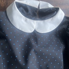 Vintage Peter Pan Collar Polka Dot Midi Dress Shoulder Pads Gothic Wednesday Sm