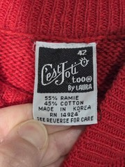 C’est Joli Too Vintage 80s Sweater Womens Med/Lrg Red Sequin Lace Tassel Glam