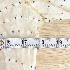 Vintage New Silk Beaded Sequin Blouse Cream Art Deco Top M NOS India Fairy Boho