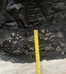 Vtg 70s Vanity Fair Slip Dress Black Nylon Lace Back Slit Lingerie Size 36/ 28″