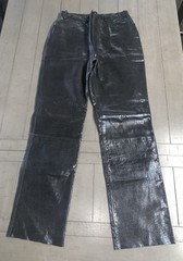 B3 90s BENELLE BIKER BLACK SOFT LEATHER PANT BOOTCUT MOTORCYCLE 28×31” RAW HEM