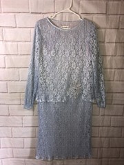 Vintage After Dark Lace Gown Sequin 9/10 1980’s Baby Blue S1