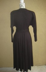 Vintage 1980s Carol Anderson black orlon/wool surplice swing skirt dress 3/4
